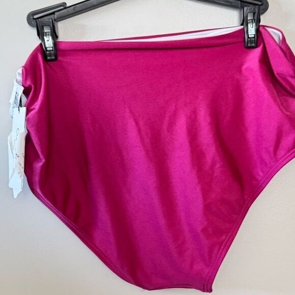 CALVIN KLEIN No Muffin Top Convertible Swim Bottoms Stain Ruched Brief Pink M - Picture 5 of 6
